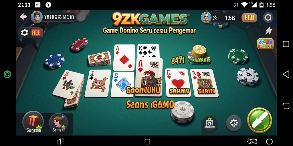 Tampilan gameplay 9ZKGAMES dengan kartu domino yang menarik.
