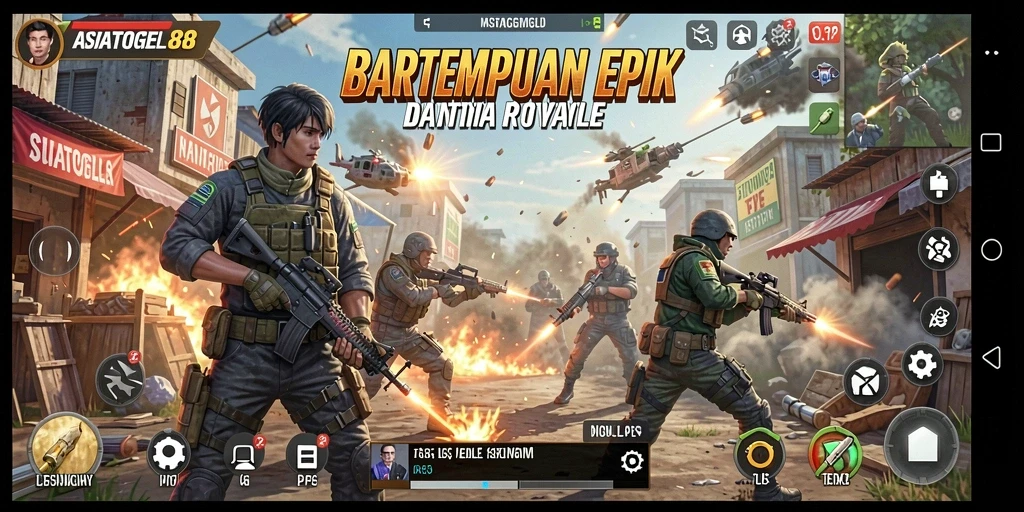 Tampilan gameplay seru di ASIATOGEL88 dengan aksi Battle Royale.
