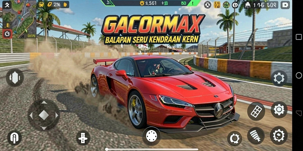 Screenshot GACORMAX menampilkan aksi balapan yang mendebarkan.
