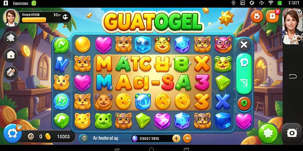 Tangkapan layar gameplay GUATOGEL menampilkan aksi pencocokan yang seru.