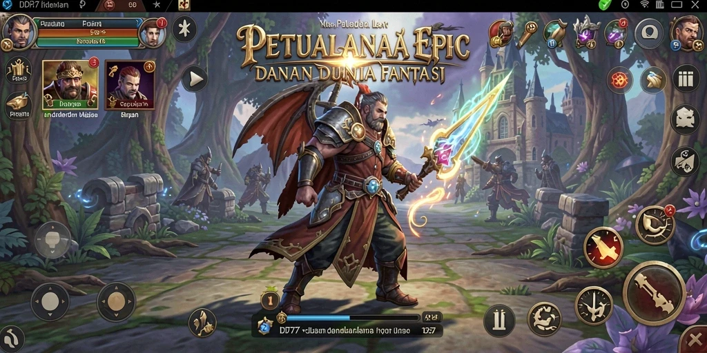Tampilan gameplay mendebarkan dalam IDR77, menunjukkan pertempuran epik dan eksplorasi.