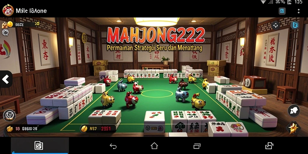 Tampilan gameplay seru MAHJONG222 dalam menyusun ubin Mahjong.