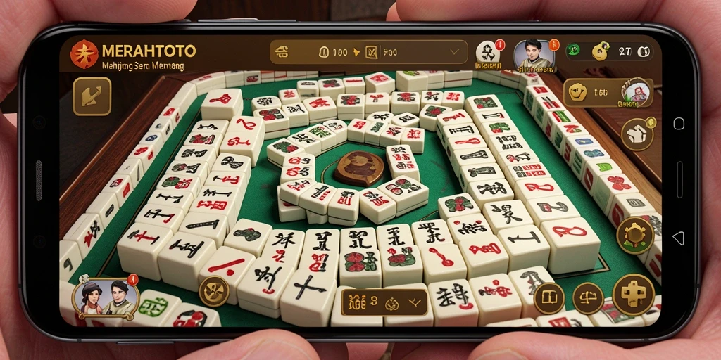 Screenshot gameplay MERAHTOTO yang menampilkan keseruan bermain Mahjong.