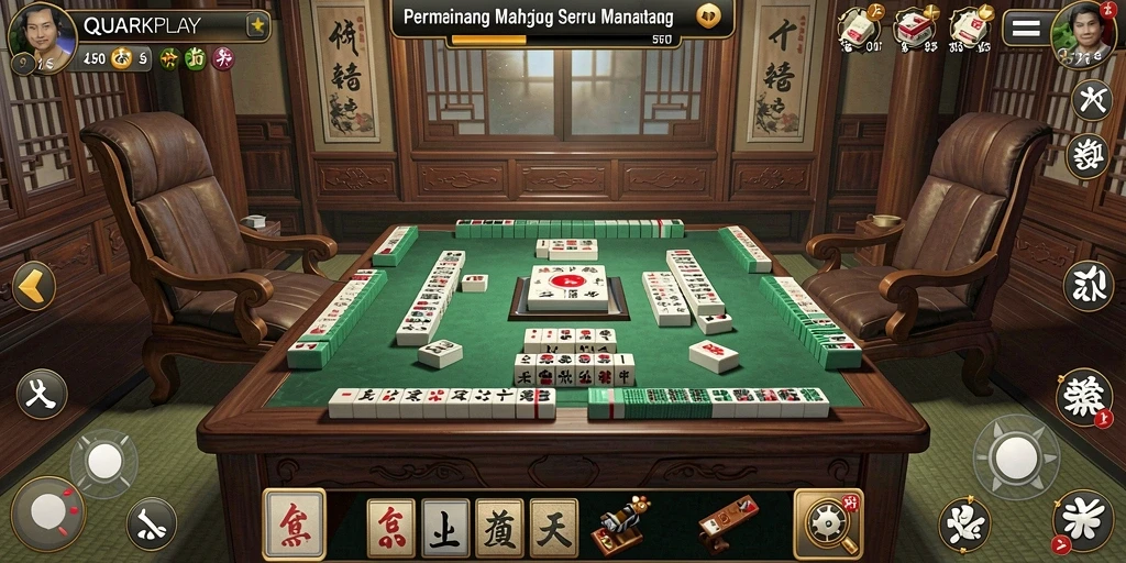 Menampilkan gameplay seru Mahjong dengan desain kartu yang menarik.