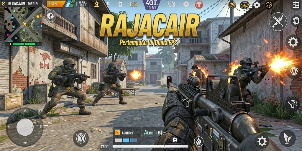 Screenshot menunjukkan aksi menegangkan dalam pertempuran FPS.