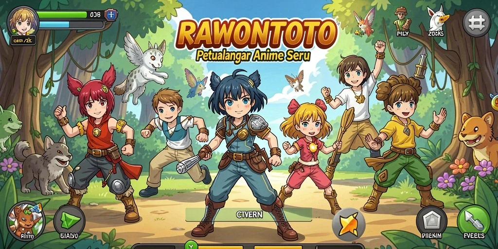 Tampilan gameplay RAWONTOTO yang penuh aksi dan karakter menarik.