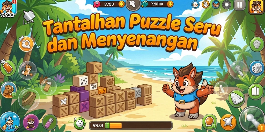 Tampilan gameplay RR33 dengan beragam teka-teki yang menantang.