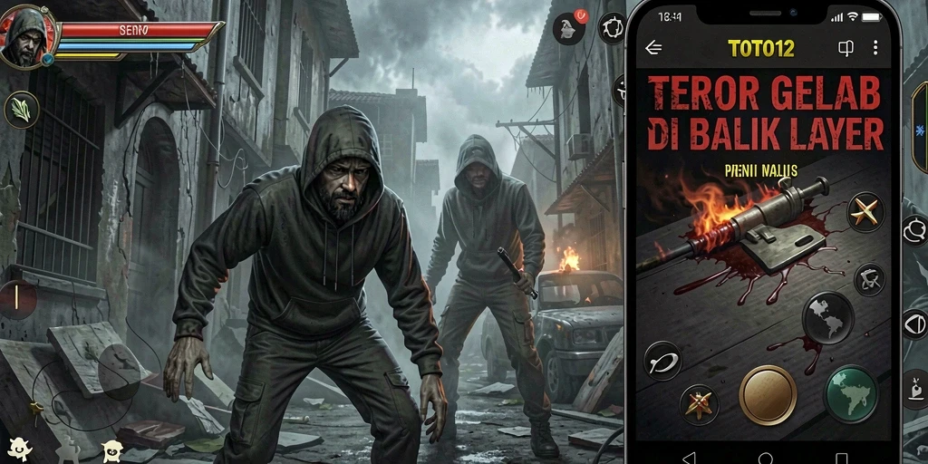 Screenshot gameplay TOTO12 menampilkan suasana mencekam yang menakutkan.