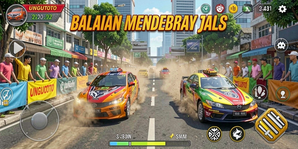 Tangkapan layar yang menunjukkan balapan cepat dalam UNGUTOTO.